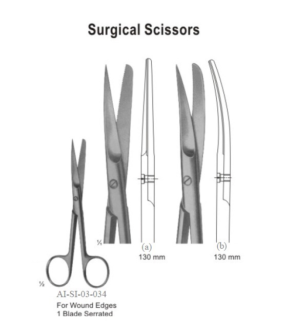 Surgical scissors for wound edges